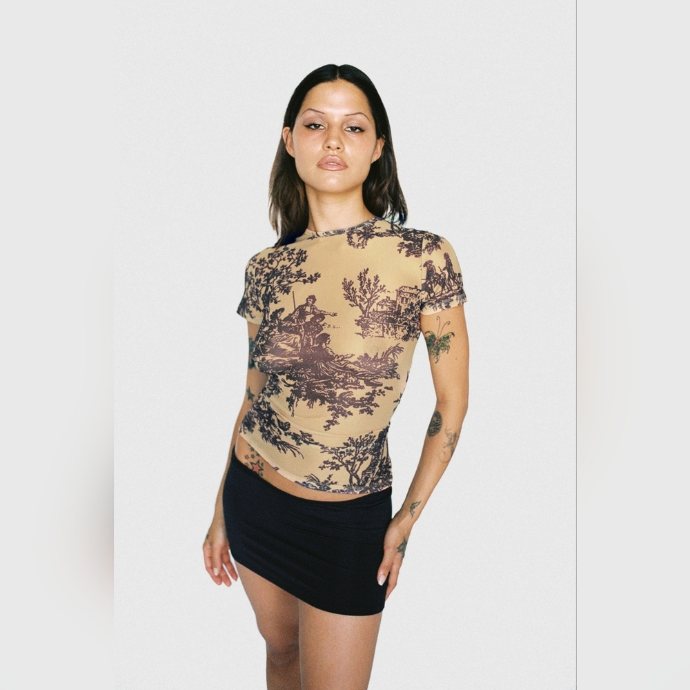 Miaou Mini Tee - Gold Toile